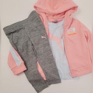 Girls 2t Puma Outfit - Pants, T-shirt & Zip up Jacket with Hood